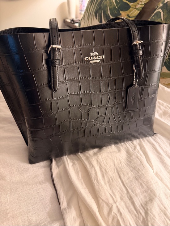 Coach Handbags - Coach Black Textured Leather Patch Tote